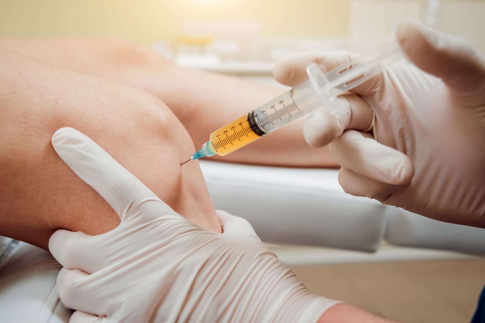 Image-guided knee injection representing careful risk disclosure and ethical practice